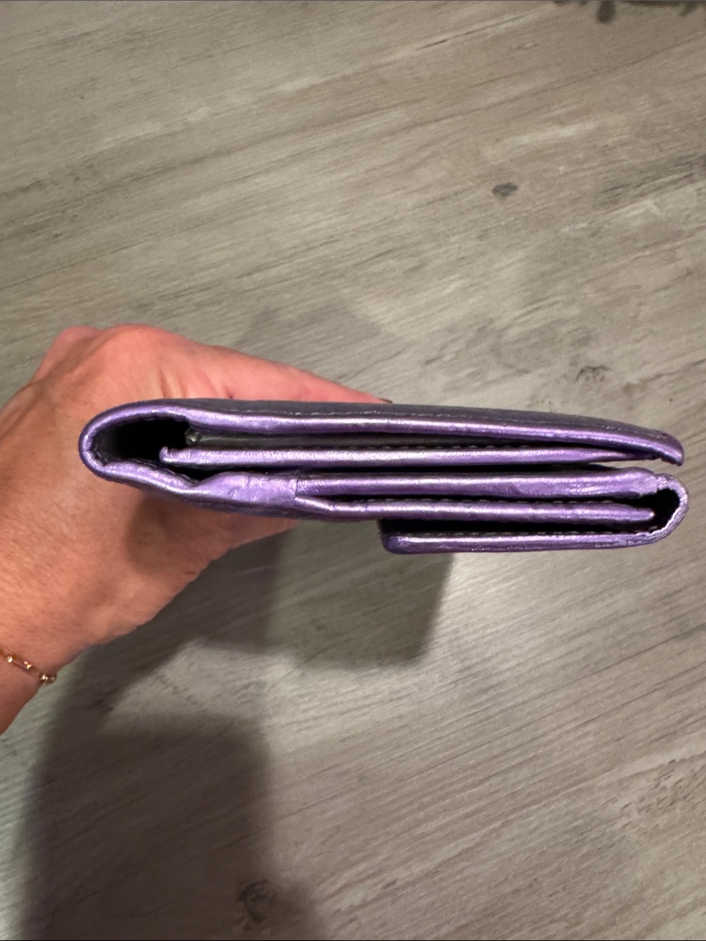 Gucci Metallic, Lavender and Silver GG Monogram Wallet with Gold Heart Tab - Picture 6 of 11